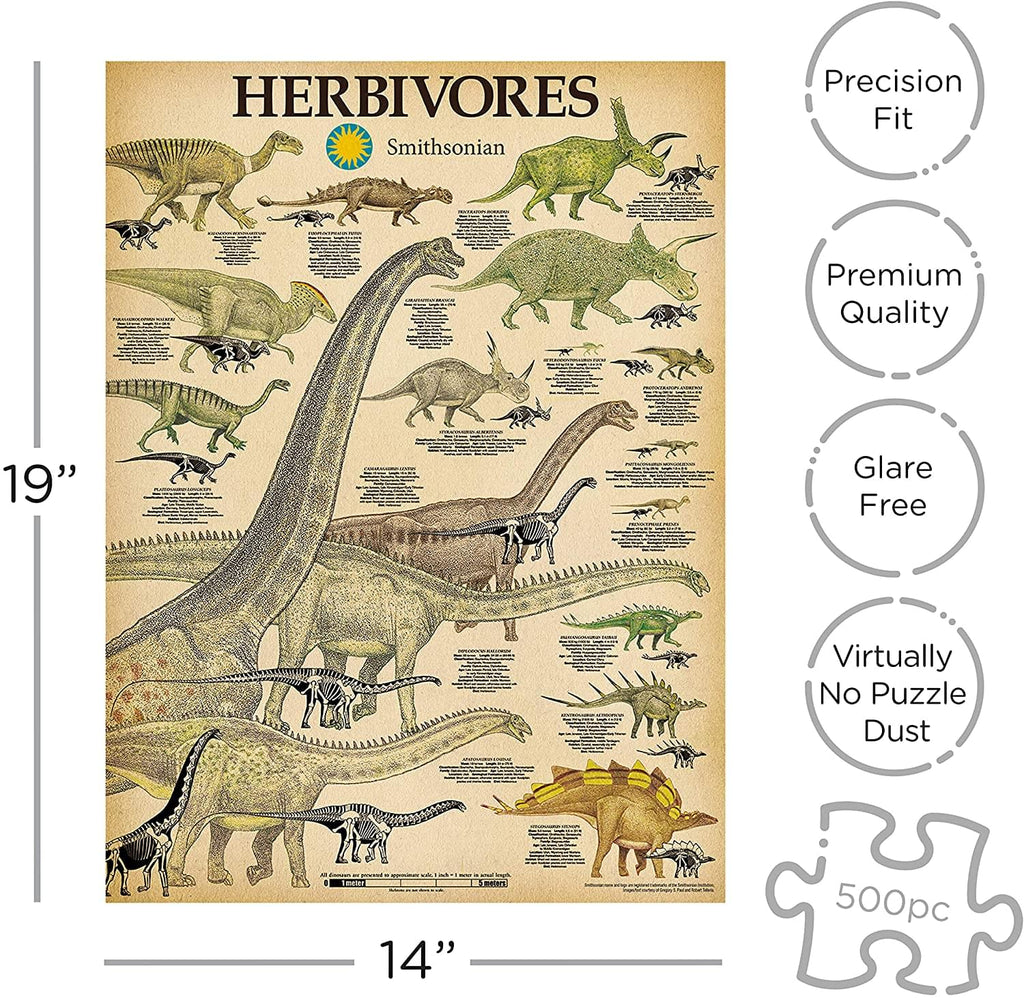 Smithsonian Herbivore Dinosaurs 500 Piece Jigsaw Puzzle
