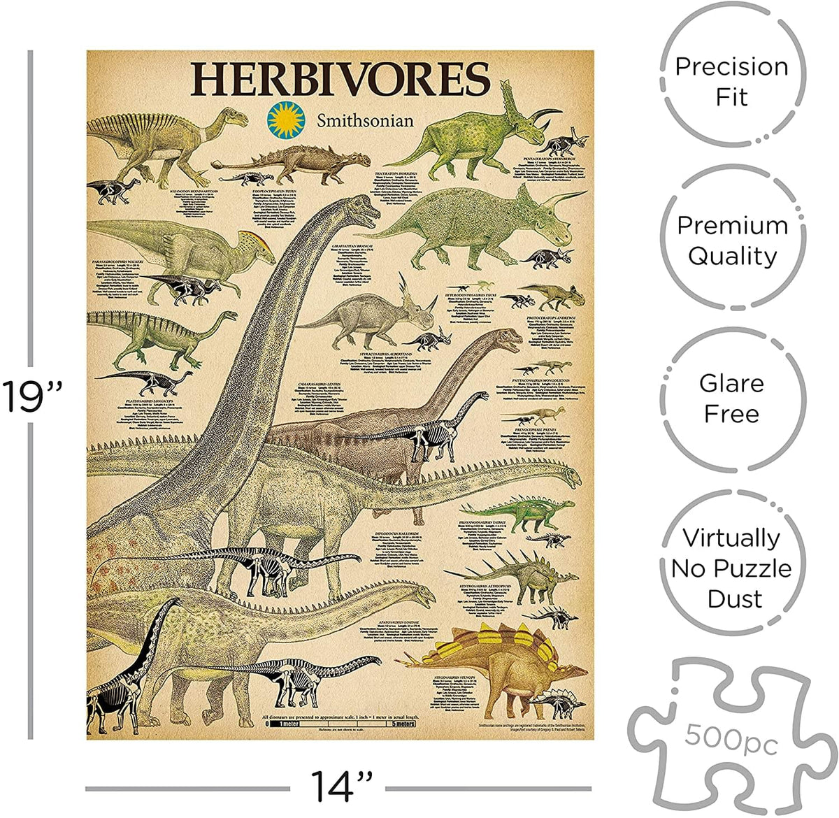 Smithsonian Herbivore Dinosaurs 500 Piece Jigsaw Puzzle