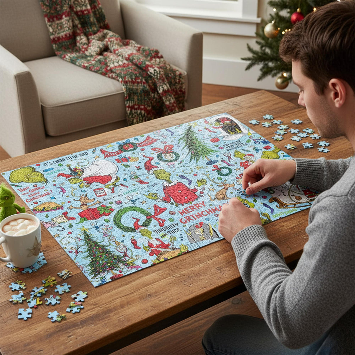 The Grinch Christmas Wrapping Paper 1000 Piece Jigsaw Puzzle