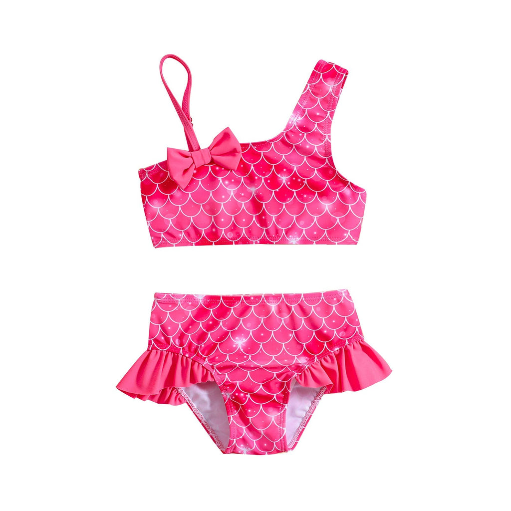 Baby Girl One-shoulder Sling Bowknot Swimsuit