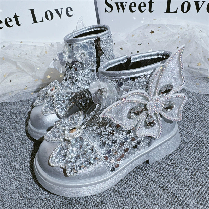 Autumn Girls' New Rhinestone Princess Boots
