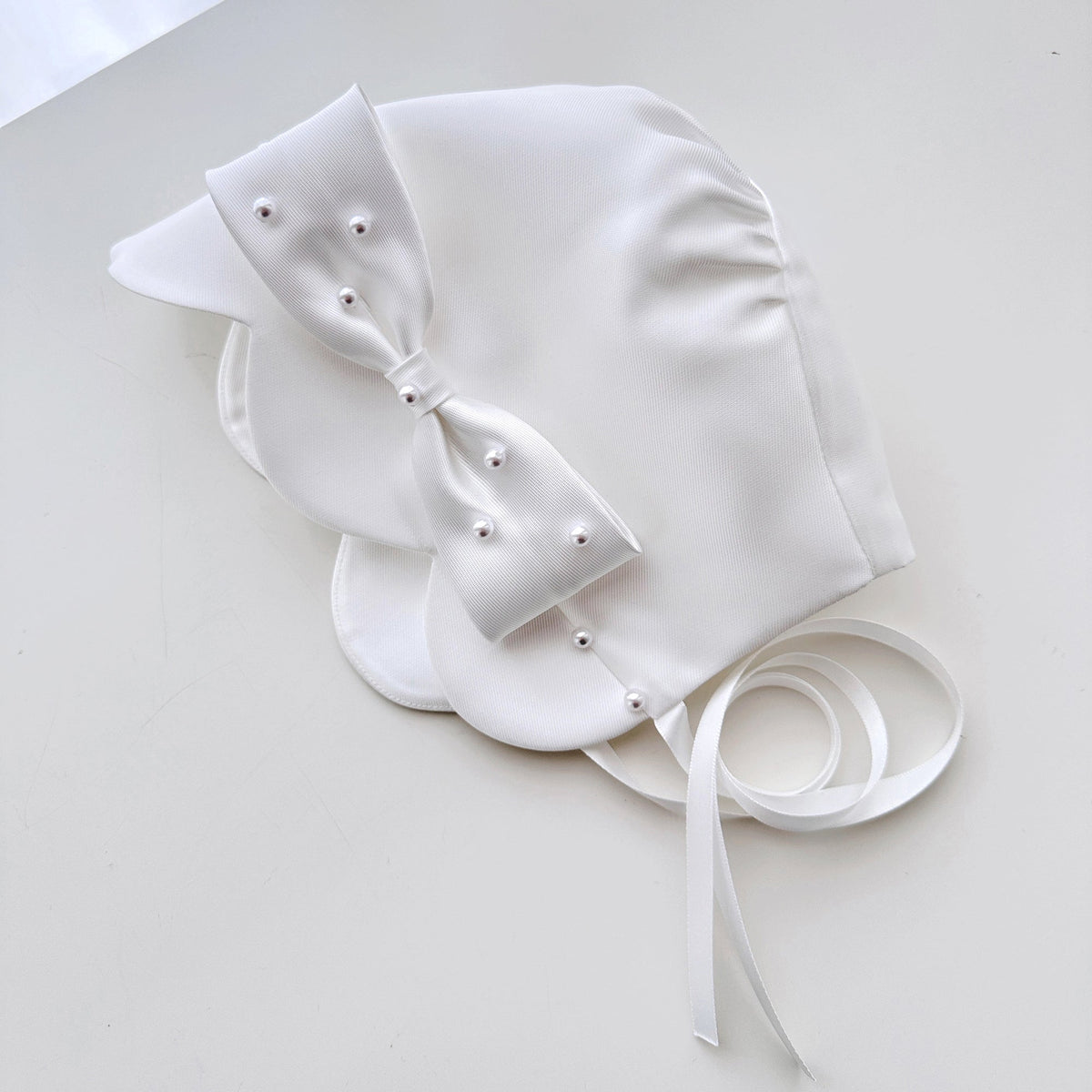 Baby Birthday Hat White Bow Pearl Girls Dress Hat