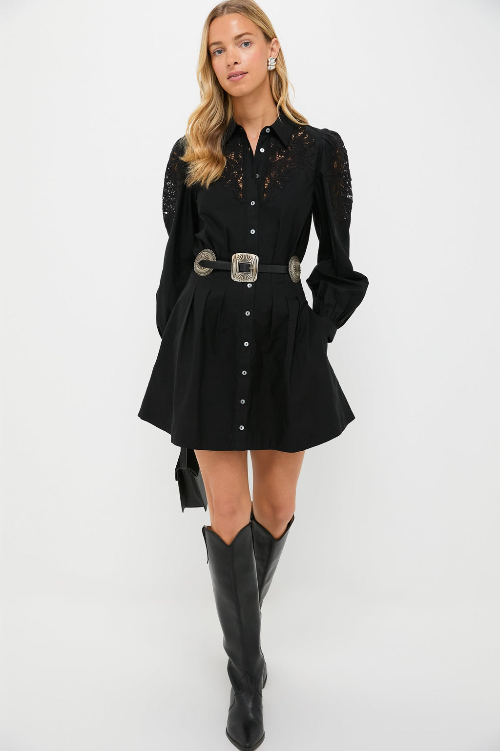 Black Marta Long Sleeve Mini Dress