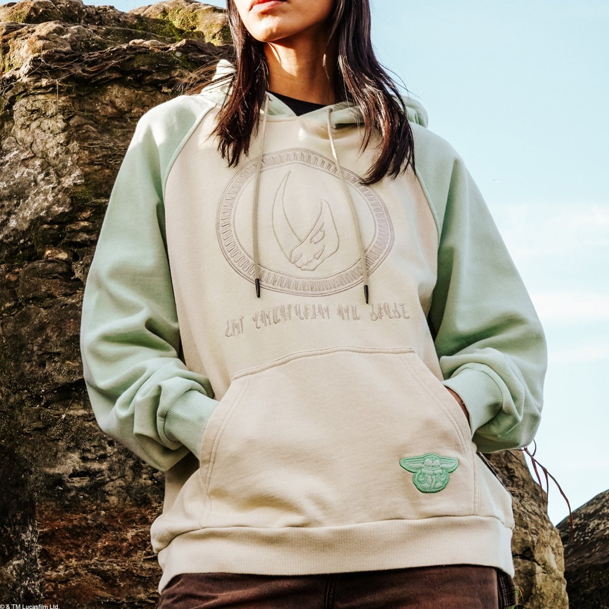 The Mandalorian & Grogu Embroidered Raglan Hoodie