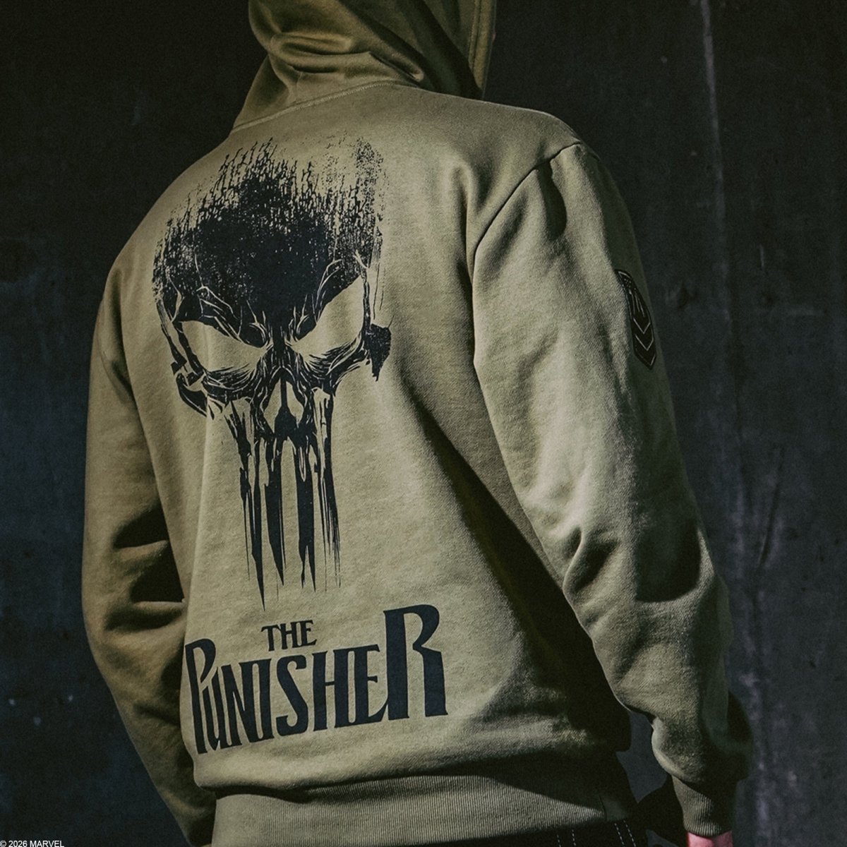 The Punisher Distressed Print Zip-Up Hoodie