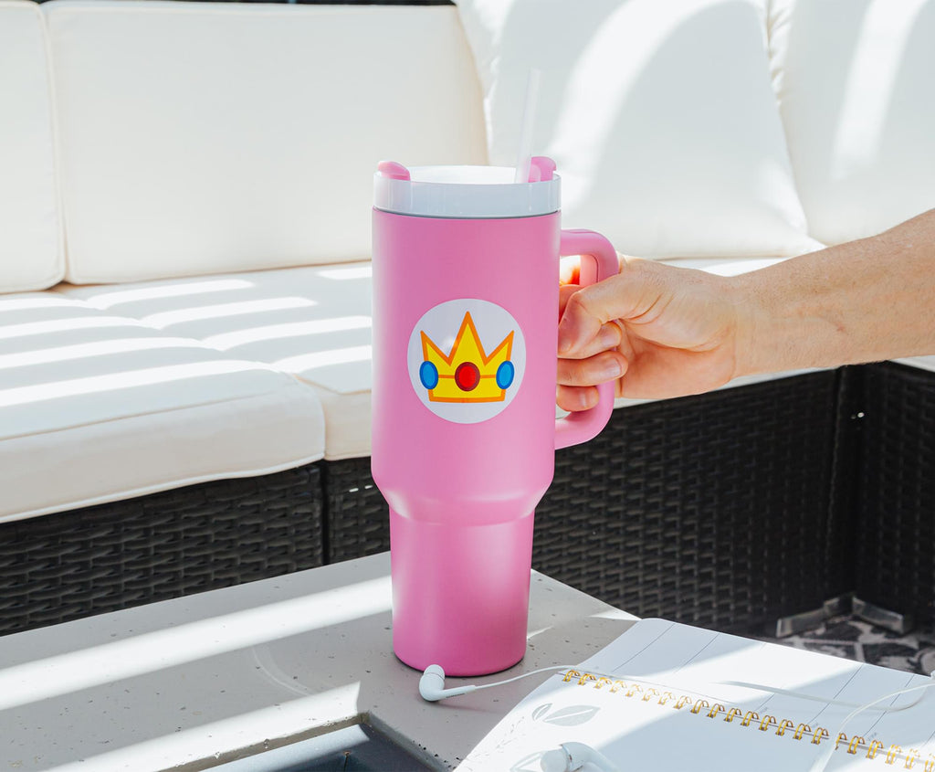 Super Mario Bros. Princess Peach Icon Metal Travel Tumbler | Holds 40 Ounces