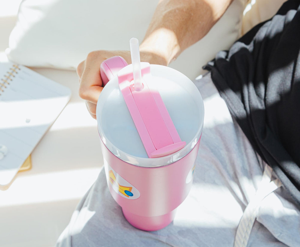 Super Mario Bros. Princess Peach Icon Metal Travel Tumbler | Holds 40 Ounces