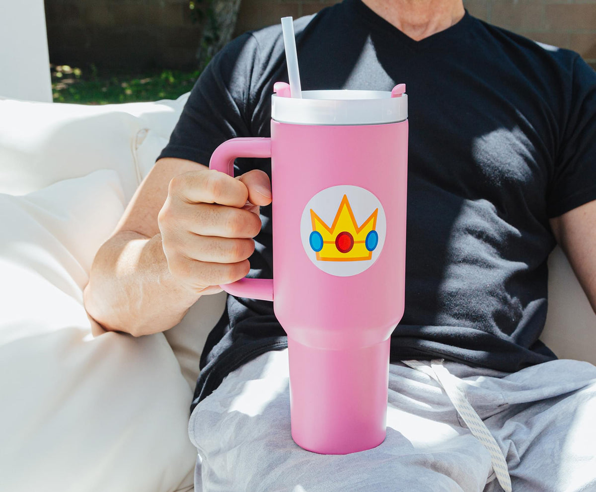Super Mario Bros. Princess Peach Icon Metal Travel Tumbler | Holds 40 Ounces