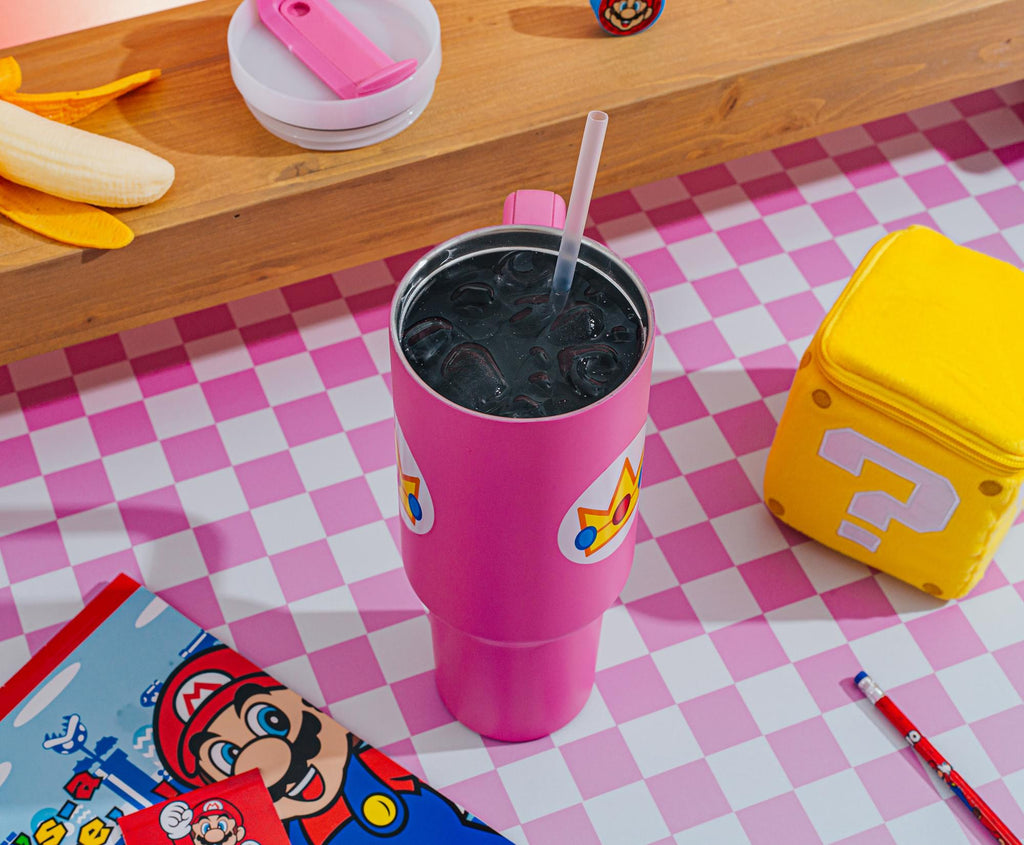 Super Mario Bros. Princess Peach Icon Metal Travel Tumbler | Holds 40 Ounces