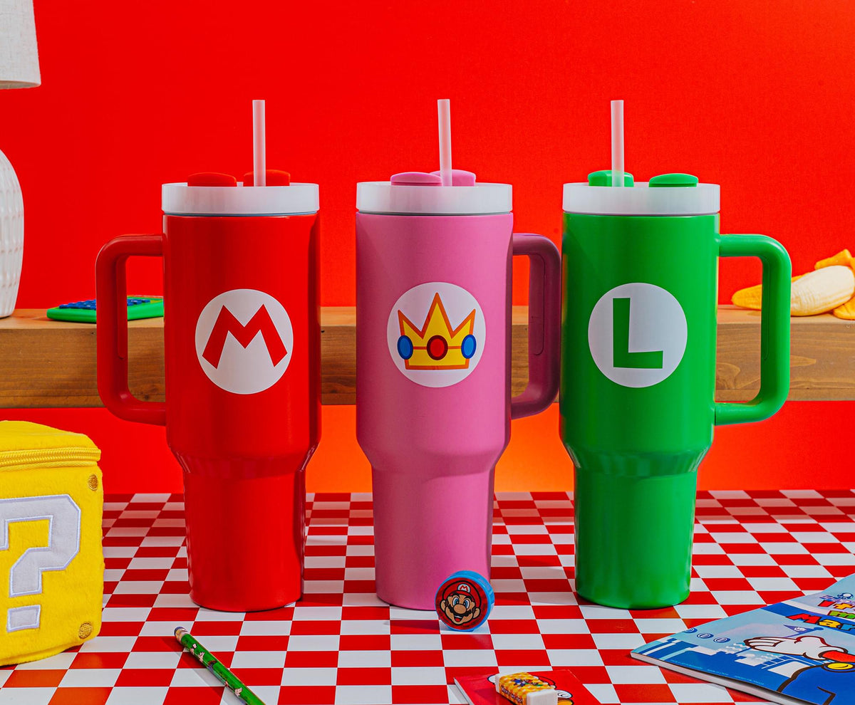 Super Mario Bros. Princess Peach Icon Metal Travel Tumbler | Holds 40 Ounces