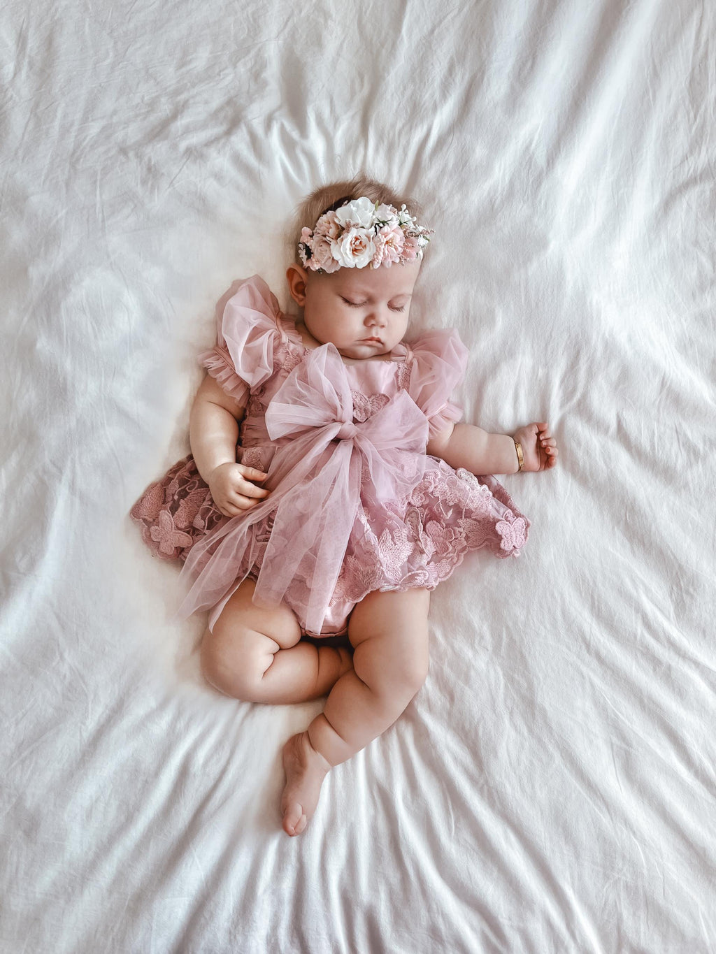Butterfly Kisses Dusty Rose Pink Embroidered Baby Girl Party Romper