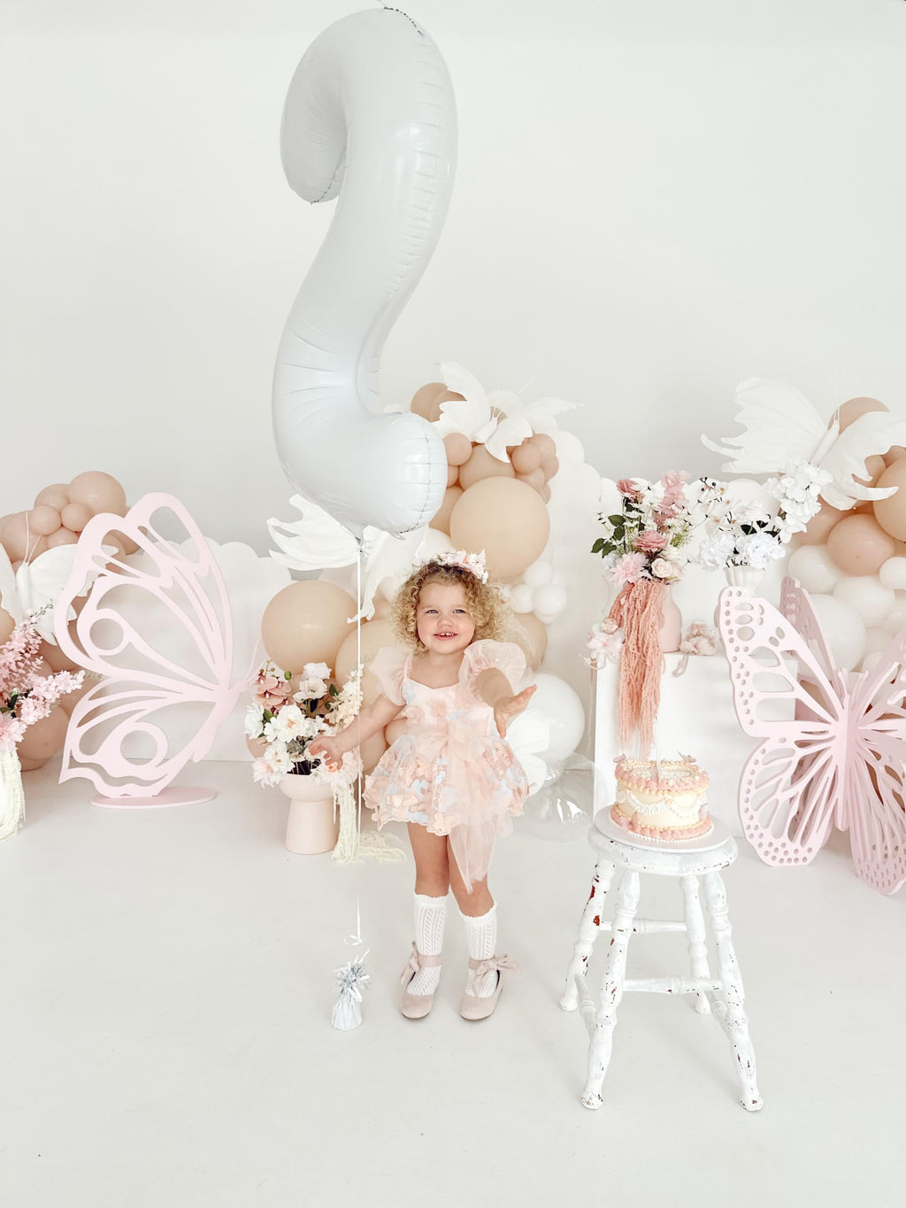 Butterfly Kisses Peach Rose Baby Girl Embroidered Tulle Party Romper