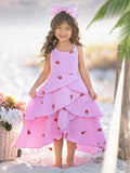 Bloom Gingham Embroidered Floral Ruffle Dress