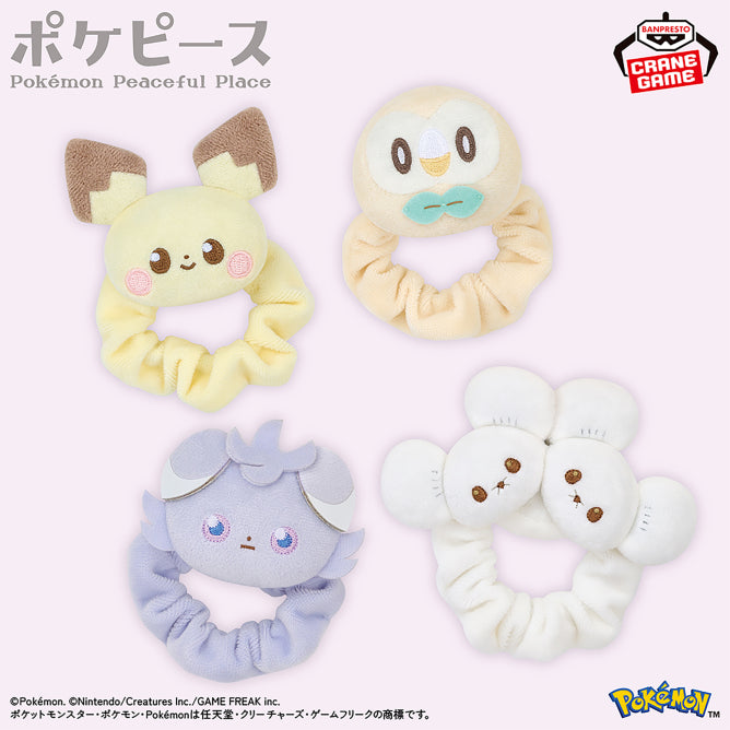 Pokemon PokePiece Plush Band - Pichu, Espurr, Rowlet and Tandemaus Complete Set of 4 Types