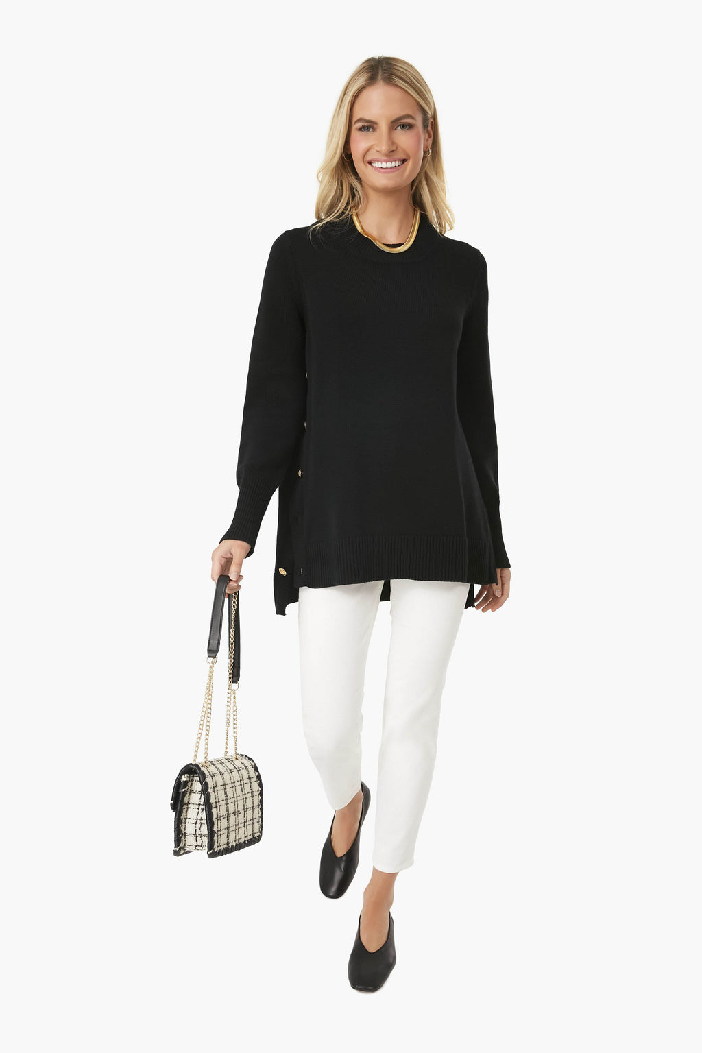 Black and White Tweed Marjorie Bag