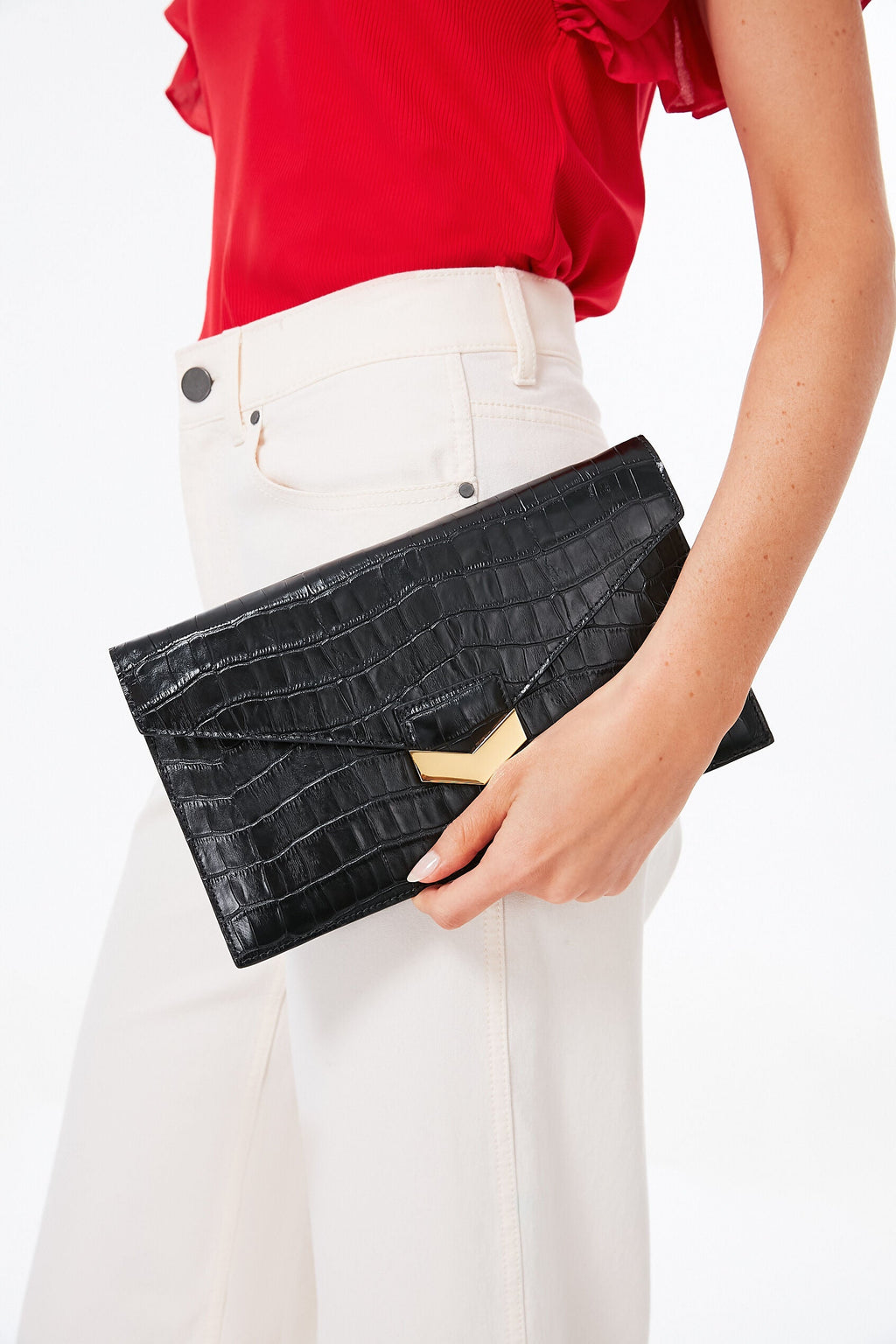 Black Croc London Clutch
