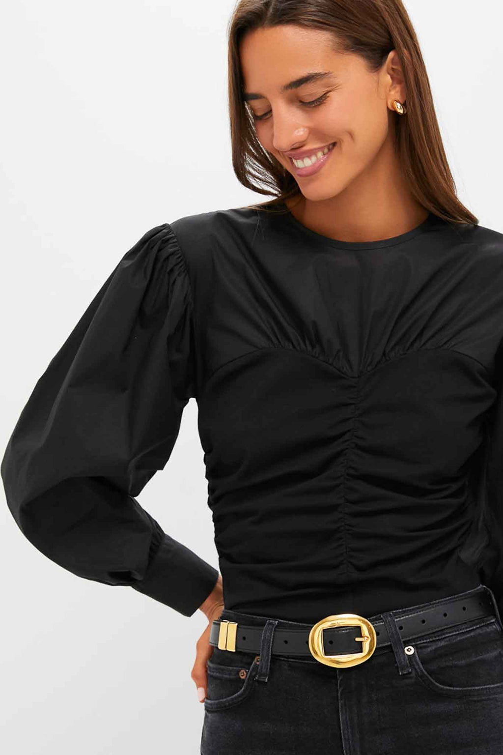 Black Mixed-Media Anita Blouse