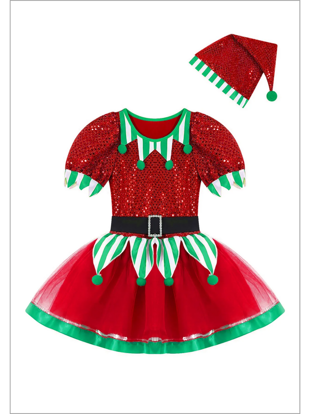 Believe In Your Elf Sparkle Tutu Dress with Hat