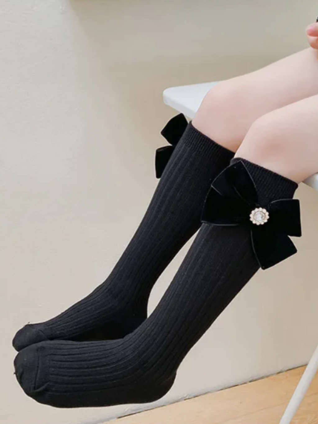 Black Dollhouse Darling Bow Socks