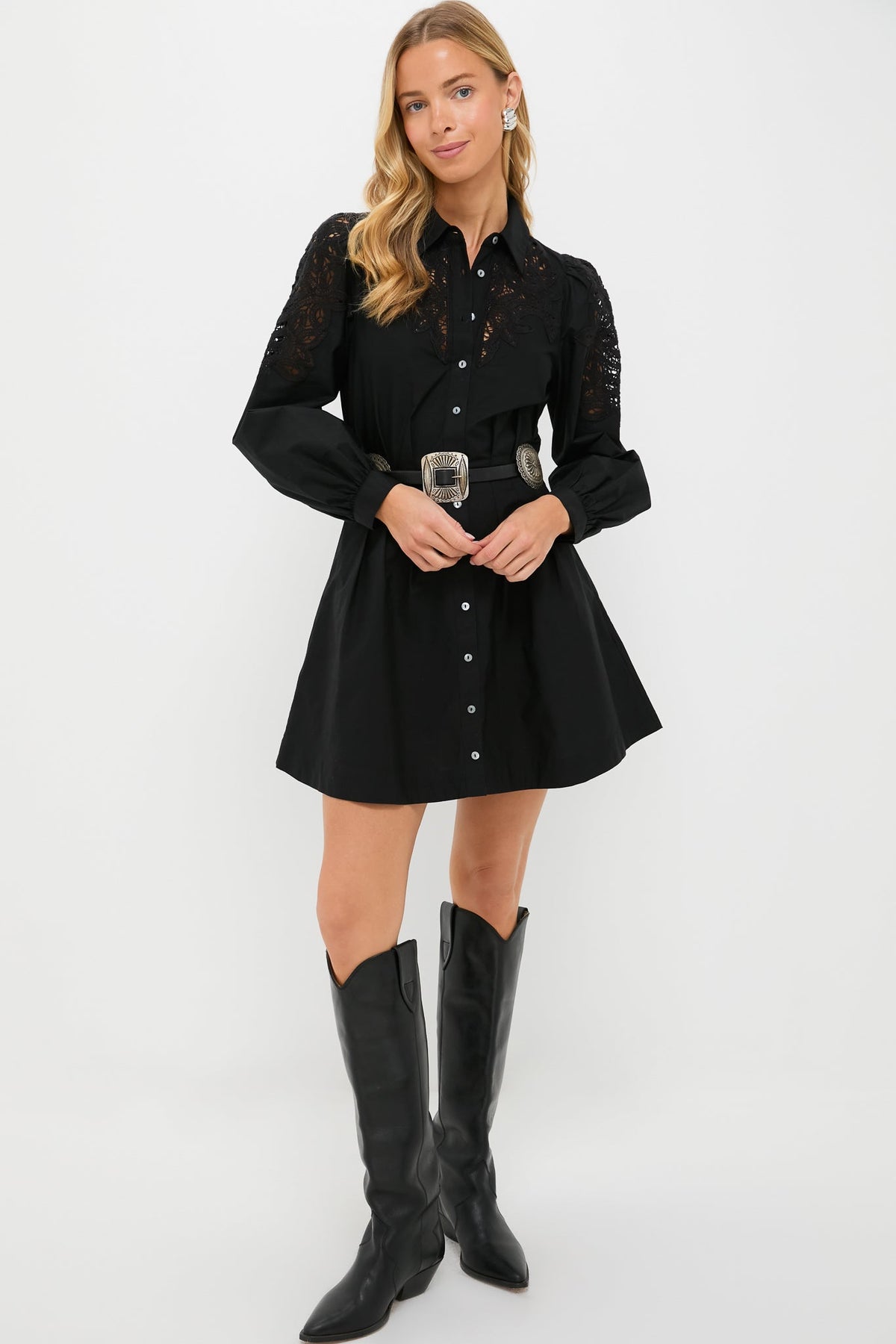 Black Marta Long Sleeve Mini Dress