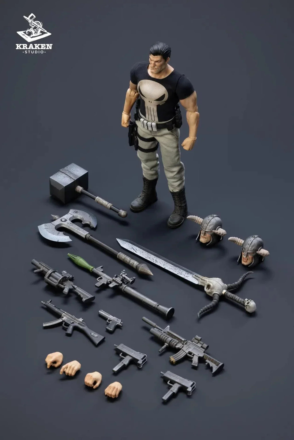 1/12 Scale Ancient Hammers Axes Swords And Modern Guns Urban Crime Punisher 6-inch Full Set Action Figure Soldier Kraken Studio