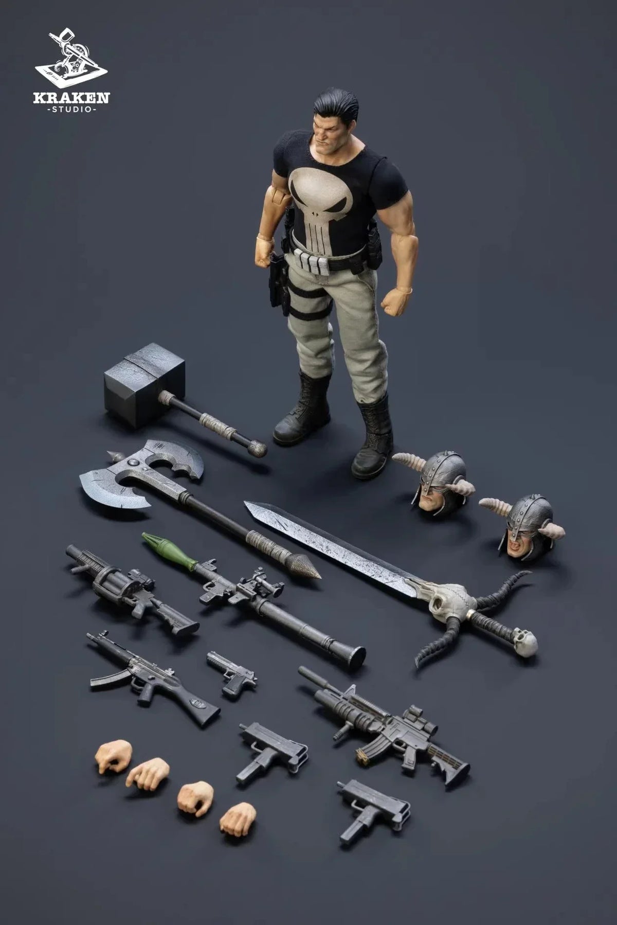 1/12 Scale Ancient Hammers Axes Swords And Modern Guns Urban Crime Punisher 6-inch Full Set Action Figure Soldier Kraken Studio
