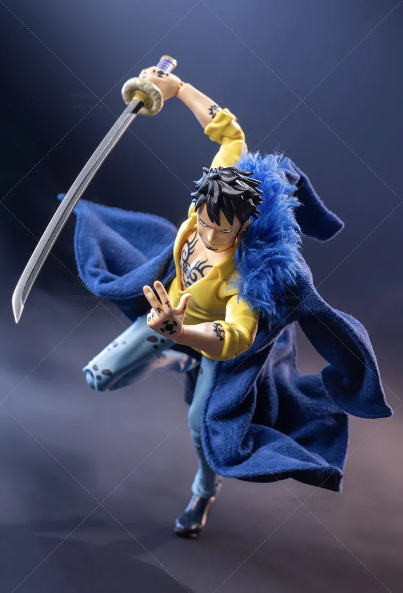 1/12 Scale Male Clothes Blie Coat One Piece Trafalgar D. Water Law Japanese Anime For SHF 6-inch Action Figure Soldier Scene