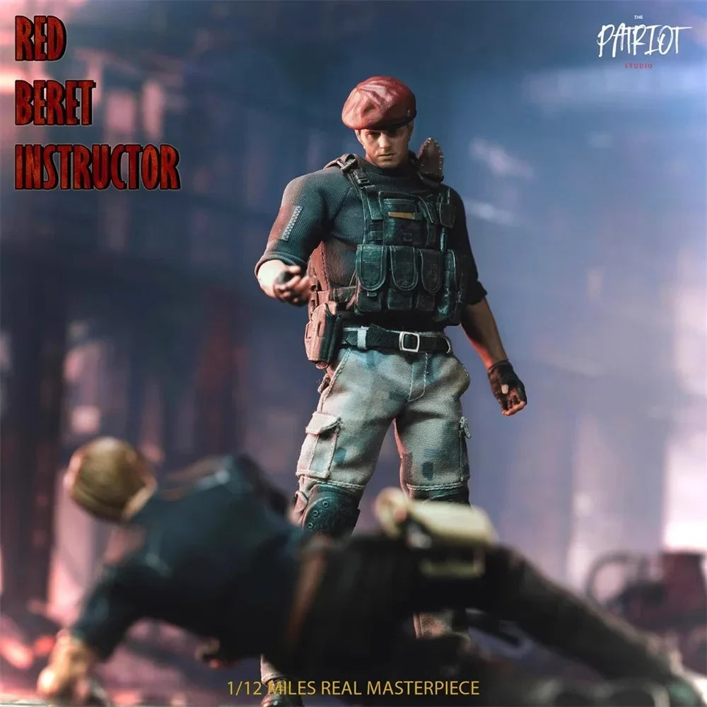 1/12 Patriot Studio Man Guy Residents Red Beret Instructor Full Set Moveable Action Figure Gift About 6" For Fans Collect