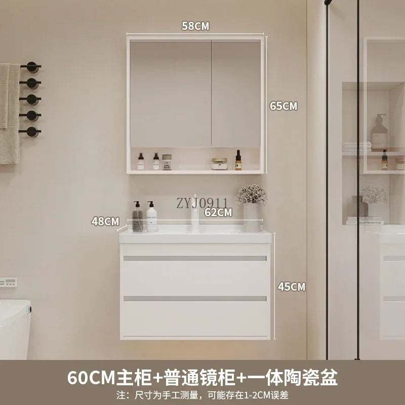 **Nordic Bathroom Vanity Cabinet With Ceramic Sink Combination Set Modern Floor Cabinet Washstand Stone Slab One Basin Hand Wash