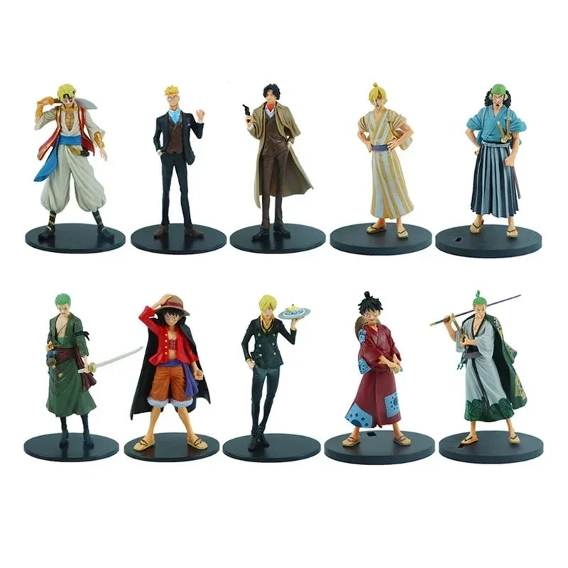 **18cm One Piece Anime Figure Pirate Warriors Monkey D Luffy Roronoa Zoro Sanji Usopp Action Figures Collectible Model Toys