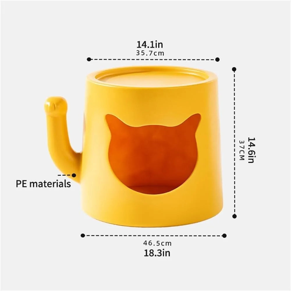 "indoor pet cave bed with end table, stylish cat house, multi-functional coffee table pet bed, modern plastic cat furniture for