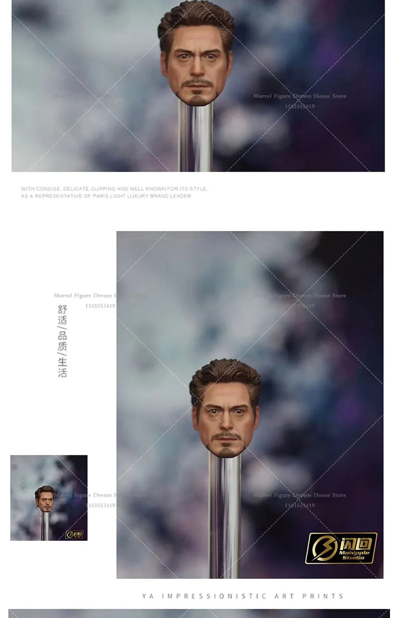 048 1/10 Scale Head Sculpt Genius Inventor Powered Armor Tony Stark For 6-inch  Action Figure Soldier Collections Toys In Stock