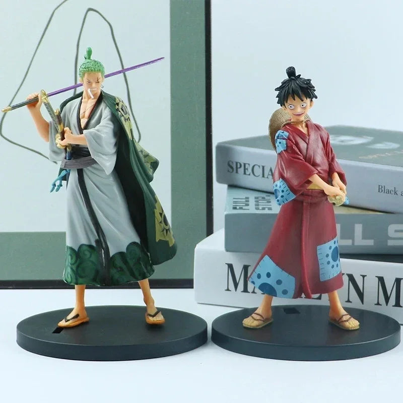 **18cm One Piece Anime Figure Pirate Warriors Monkey D Luffy Roronoa Zoro Sanji Usopp Action Figures Collectible Model Toys