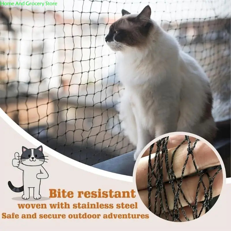 0XXA Reinforced Netting Cats Mesh for Balconies and Patios, Steel Wire Reinforced Pet Safety Netting