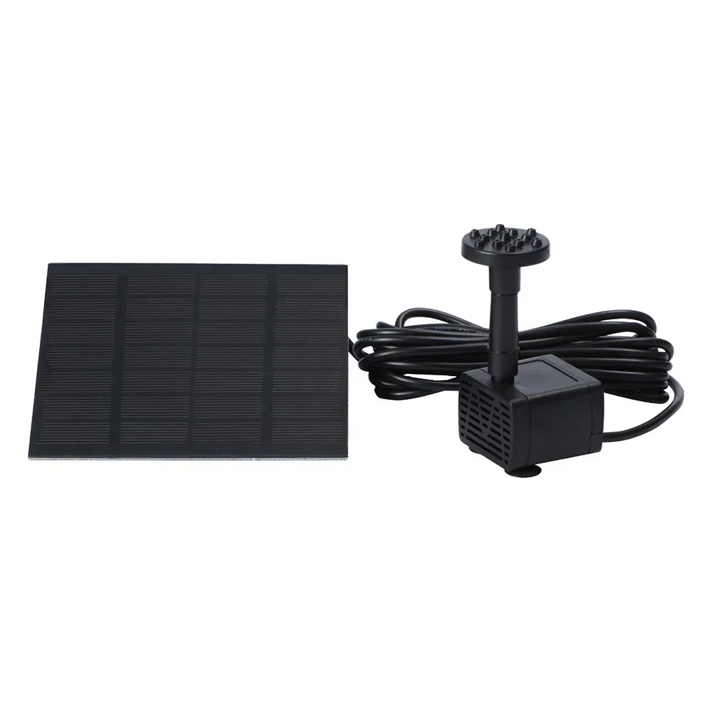1.2W Solar Powered Fountain Water Pump with 6 Nozzles Solar Water Pump Kit Solar Panel Water Pump for BirdBath Garden Small Pond