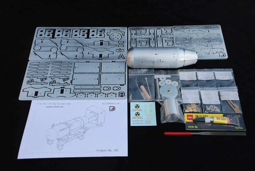1/12 WWII American Little Boy Nuclear Bombs Metal Model Kit 3D Puzzle Metal Model Military Diy Assembly Toy for Adults Gift