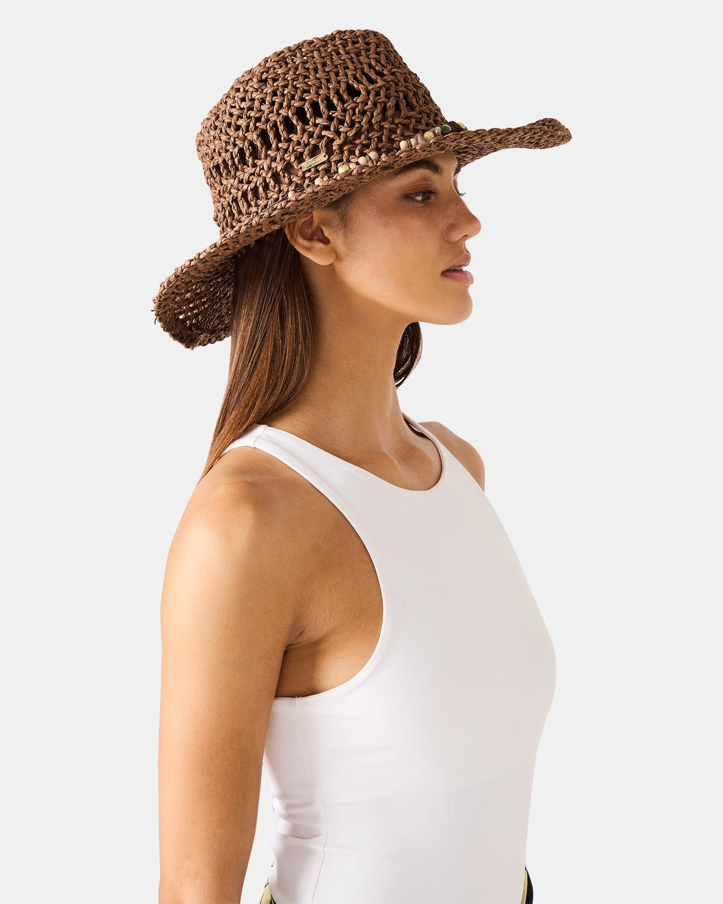 LEI BEADED TRIM WESTERN HAT BLACK
