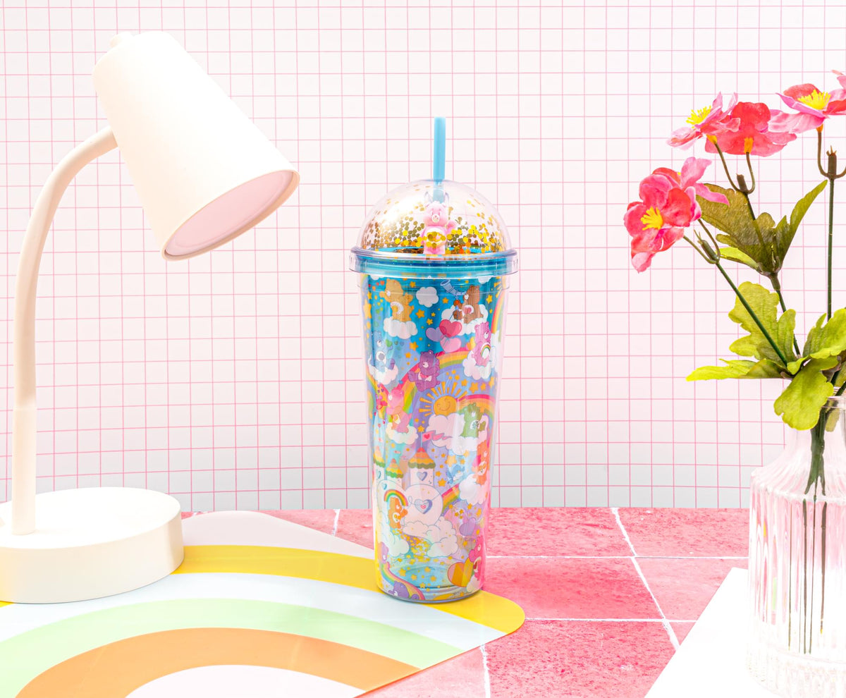 Care Bears Rainbows 24-Ounce Confetti Carnival Cup With Dome Lid and Straw