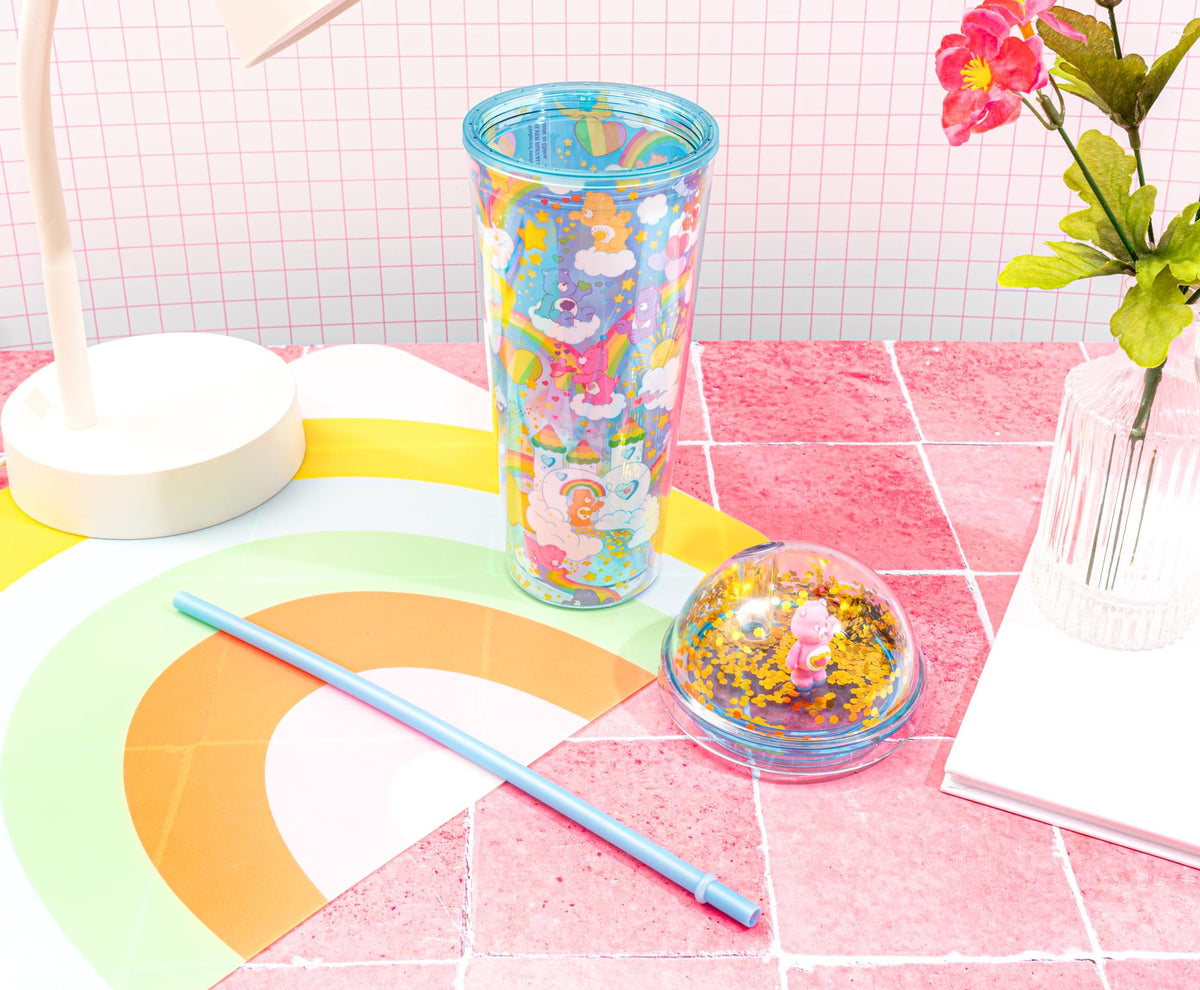 Care Bears Rainbows 24-Ounce Confetti Carnival Cup With Dome Lid and Straw