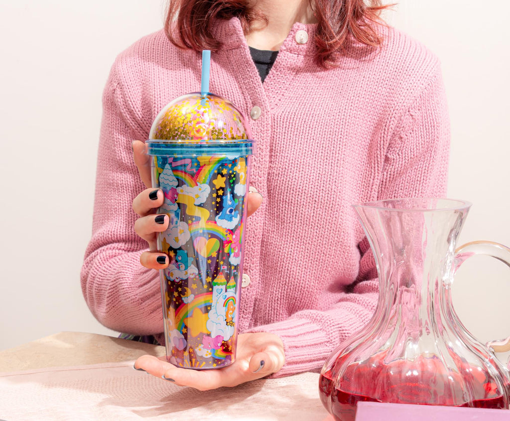 Care Bears Rainbows 24-Ounce Confetti Carnival Cup With Dome Lid and Straw