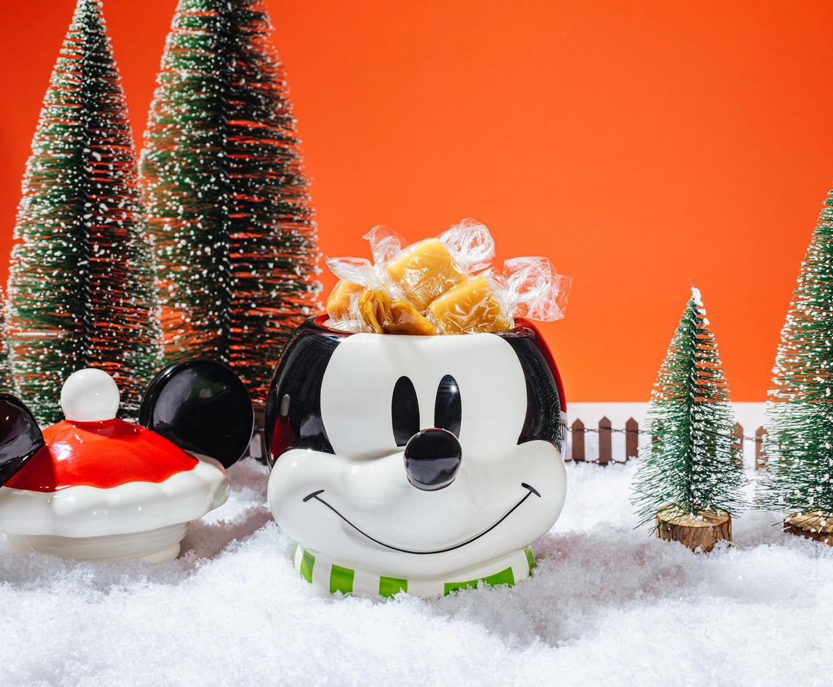 Disney Santa Mickey Mouse 6-inch Sculpted Ceramic Snack Jar