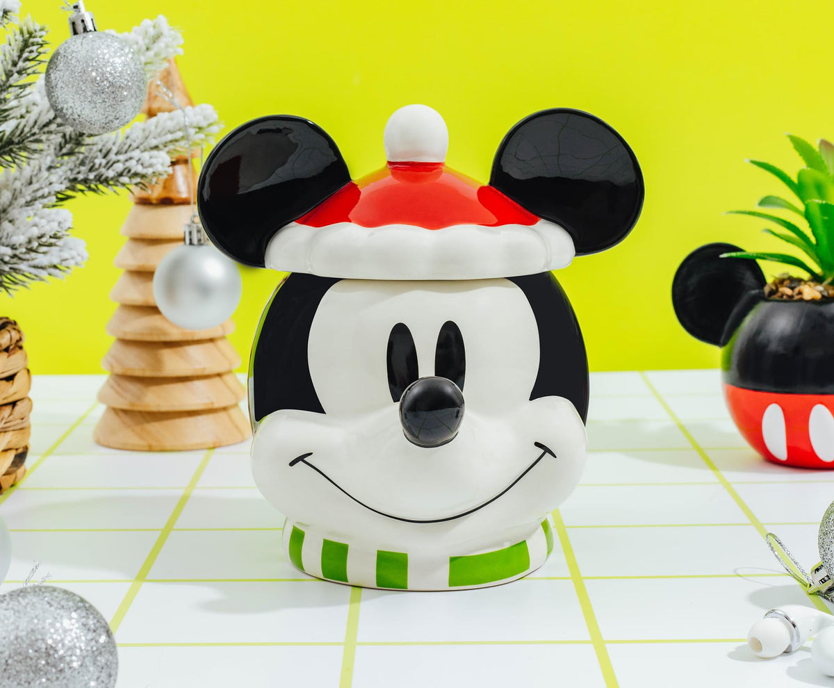 Disney Santa Mickey Mouse 6-inch Sculpted Ceramic Snack Jar