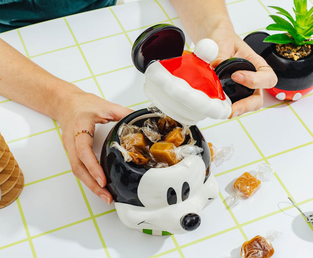 Disney Santa Mickey Mouse 6-inch Sculpted Ceramic Snack Jar