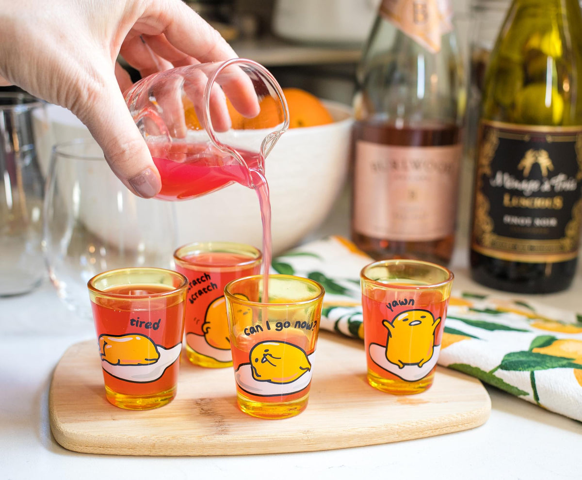 Gudetama Sleepy 1.5-Ounce Mini Glass Cups | Set Of 4