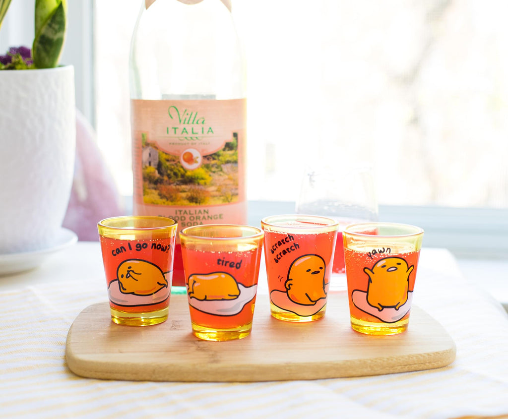 Gudetama Sleepy 1.5-Ounce Mini Glass Cups | Set Of 4