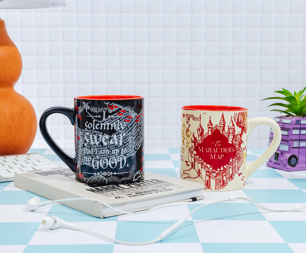 Harry Potter Marauder's Map Quotes Ceramic Mug Set | Each Holds 14 Ounces