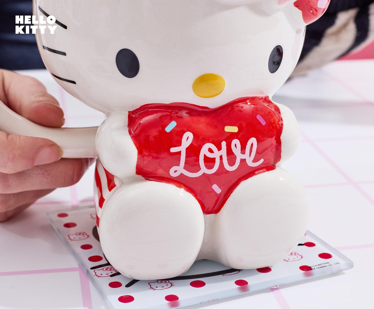 Sanrio Hello Kitty "Love" Sculpted Ceramic Mug | Holds 20 Ounces