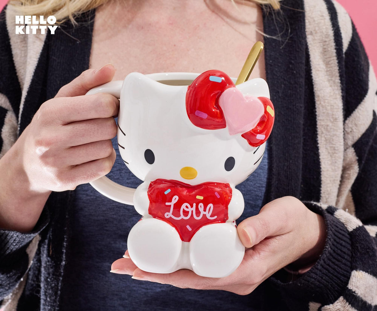 Sanrio Hello Kitty "Love" Sculpted Ceramic Mug | Holds 20 Ounces