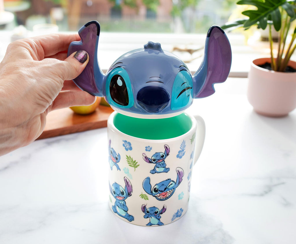 Disney Lilo & Stitch Ceramic Mug With Sculpted Topper | Holds 18 Ounces