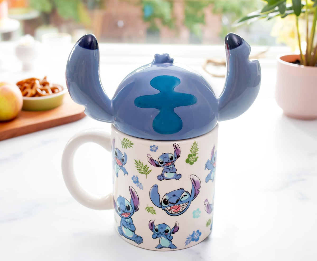 Disney Lilo & Stitch Ceramic Mug With Sculpted Topper | Holds 18 Ounces